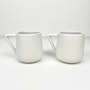 DavidsTea Matte White Ceramic Mugs Triangular Handle Set of 2